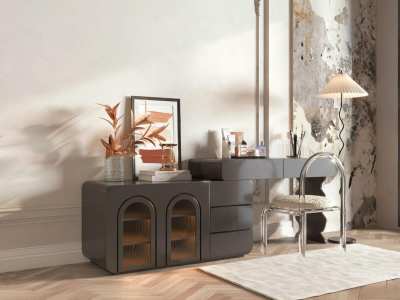 北欧妆台妆凳组合3D模型下载